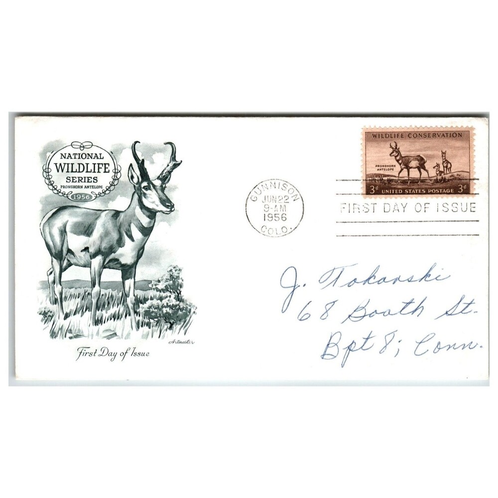 Scott #1078 1956 Pronghorn Antelope First Day Cover FDC Artmaster Gunnison